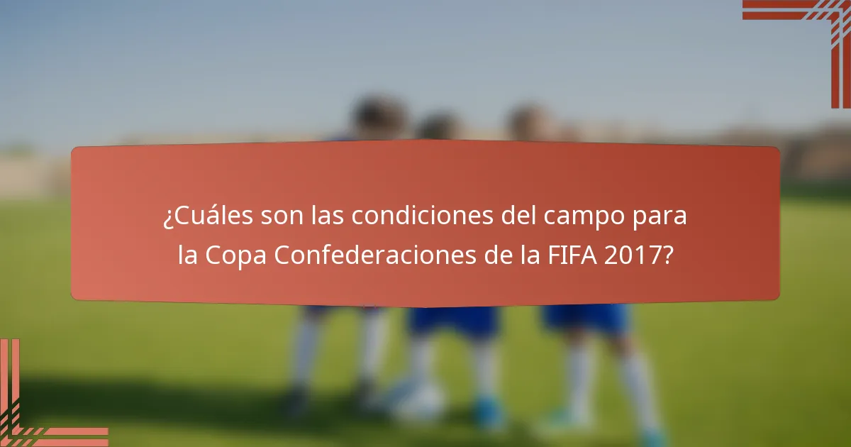 ¿Cuáles son las condiciones del campo para la Copa Confederaciones de la FIFA 2017?