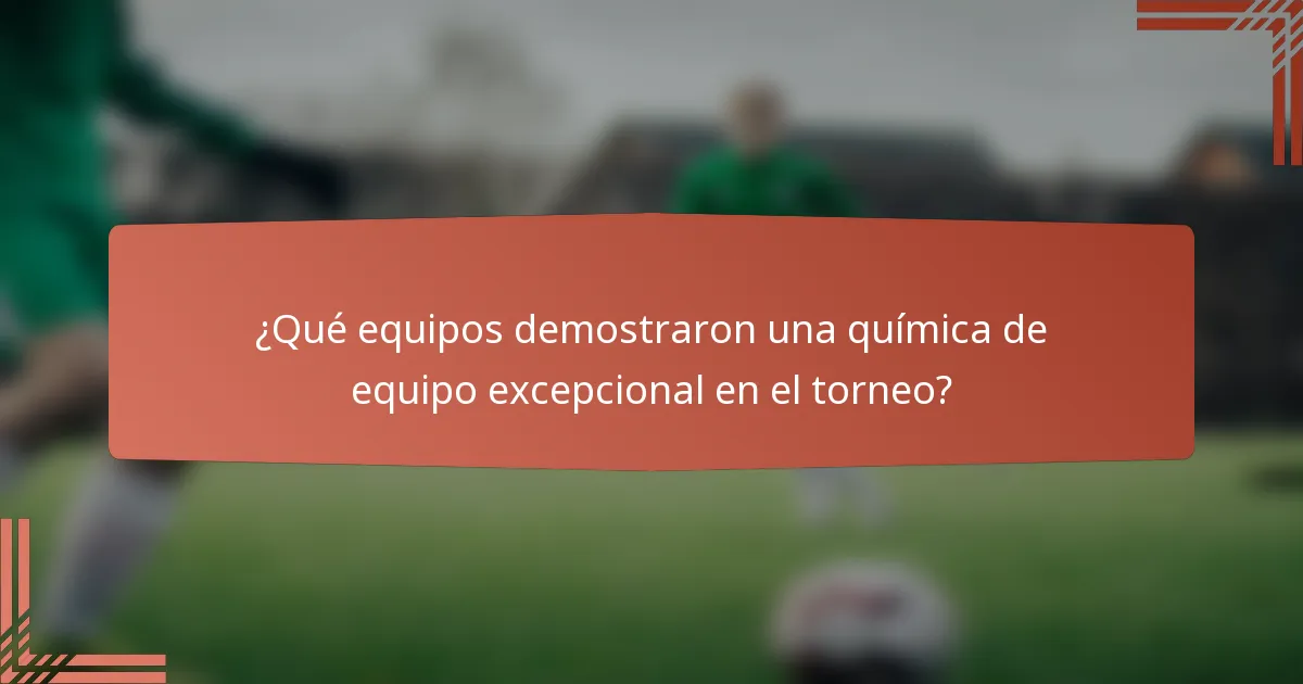 ¿Qué equipos demostraron una química de equipo excepcional en el torneo?